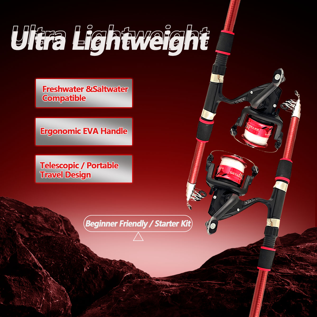 Fishing Rod Spinning - Conjunto de Vara de Pesca e